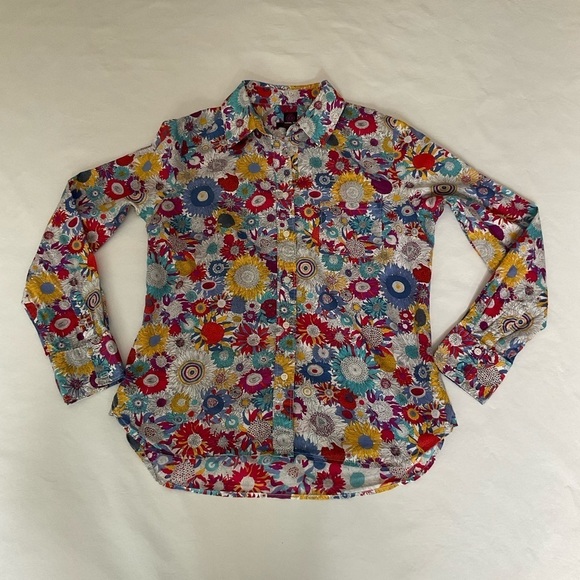 LIBERTY ART Fabrics of London Cotton Floral Print Shirt Button Front Size S/:P - Picture 9 of 15